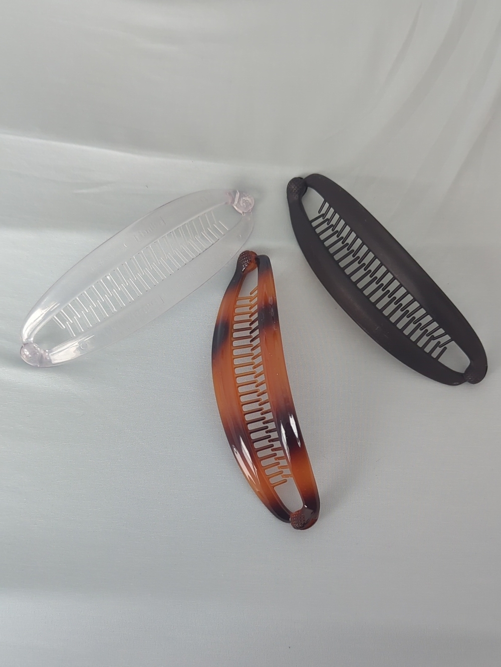 Set of 3 Banana Hair Clips in Tortoise, Brown, and Clear